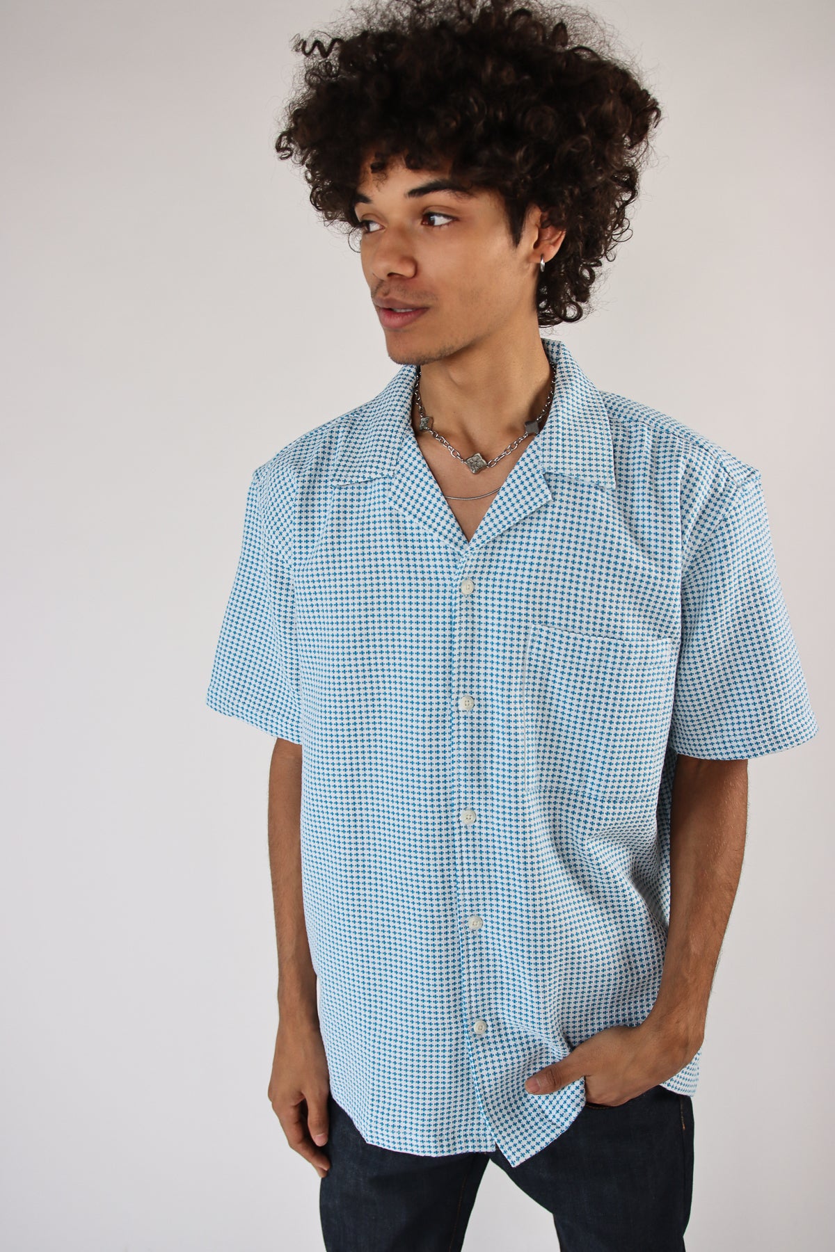 Weave Pattern Button Up Shirt