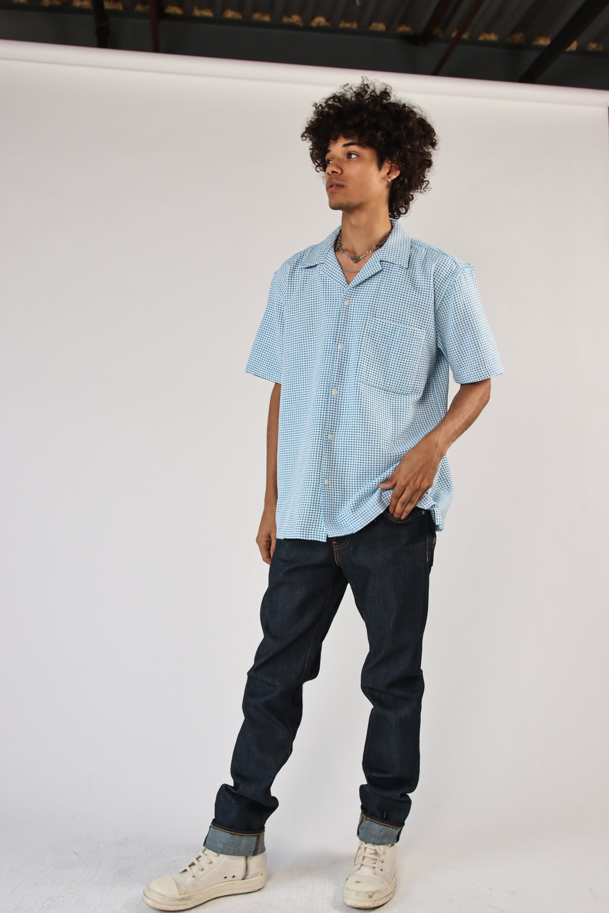 Weave Pattern Button Up Shirt