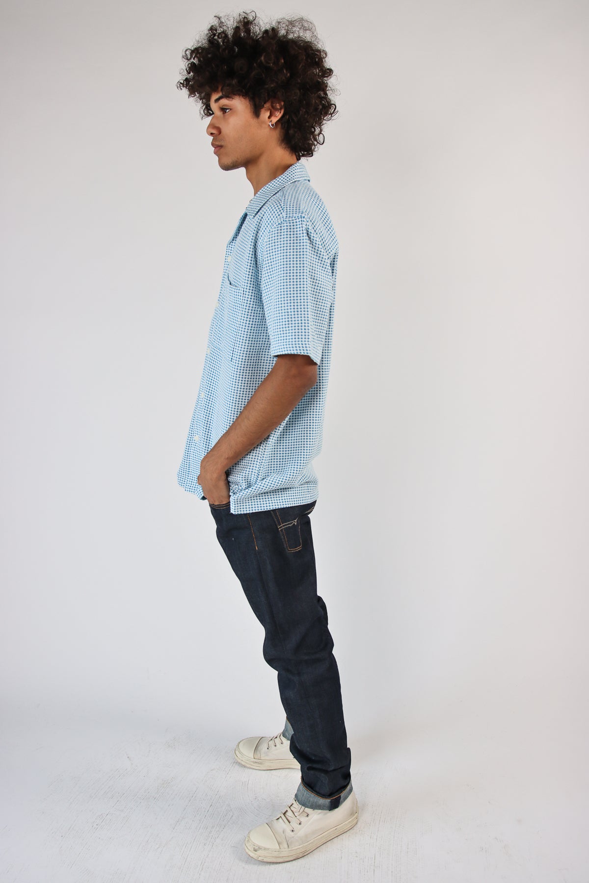 Weave Pattern Button Up Shirt