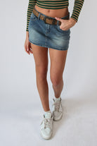 Western Belt Denim Mini Skirt
