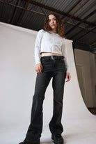 Western Belted Flare Jeans Black
