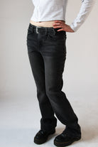 Western Belted Flare Jeans Black
