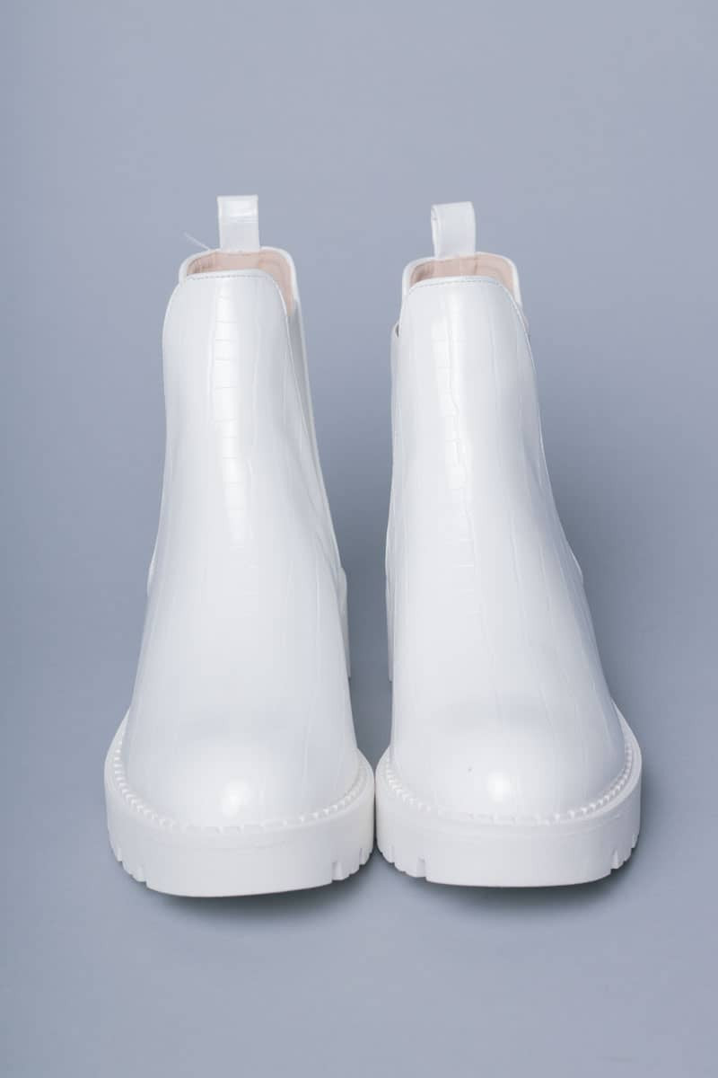 White Monochromatic Chelsea Boots