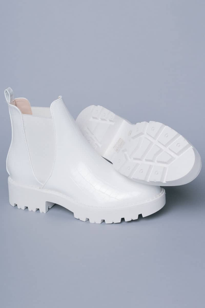 White Monochromatic Chelsea Boots