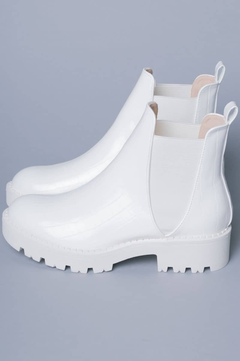 White Monochromatic Chelsea Boots