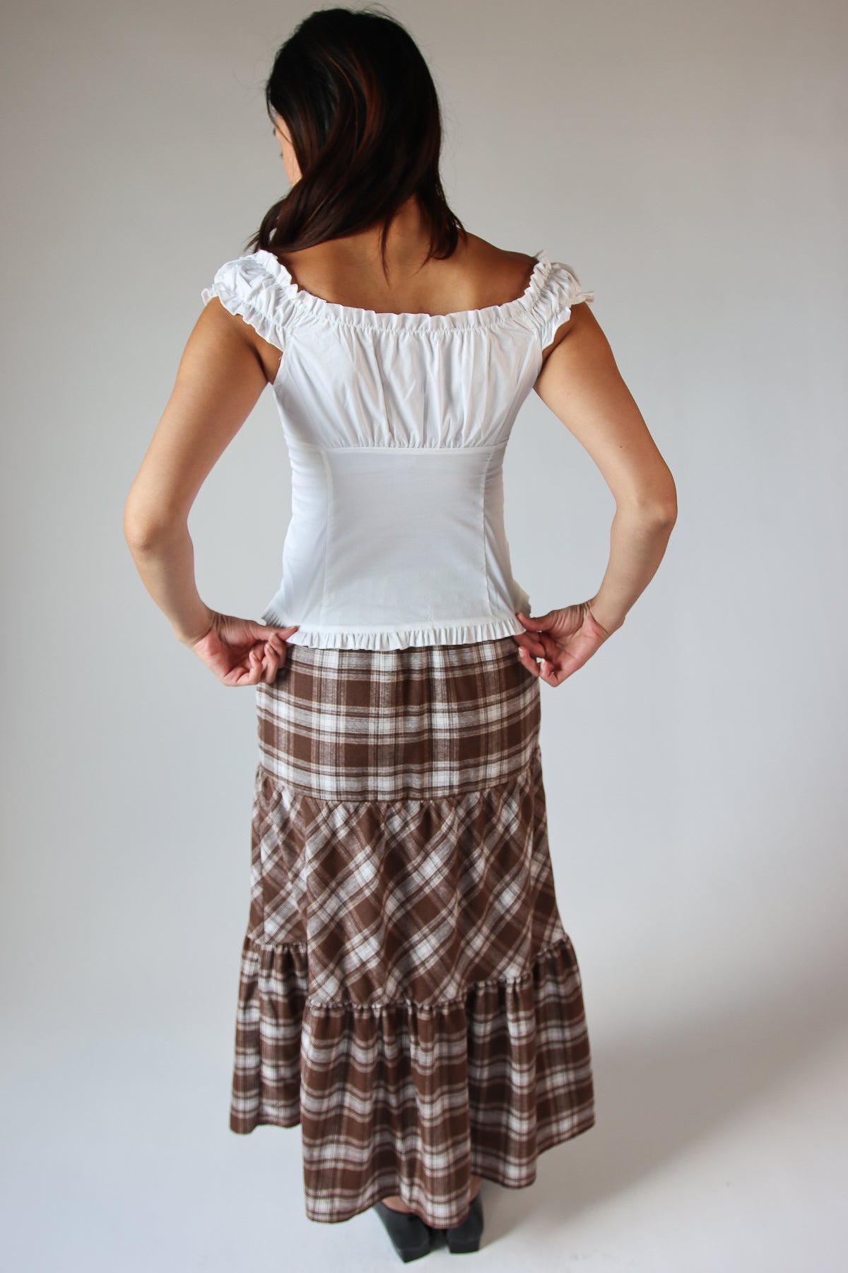 White Button Up Ruffle Sleeve Top