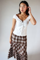 White Button Up Ruffle Sleeve Top