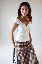 White Button Up Ruffle Sleeve Top