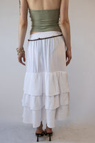 Braided Beaded Belt Tiered Maxi Skirt