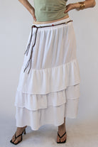 Braided Beaded Belt Tiered Maxi Skirt