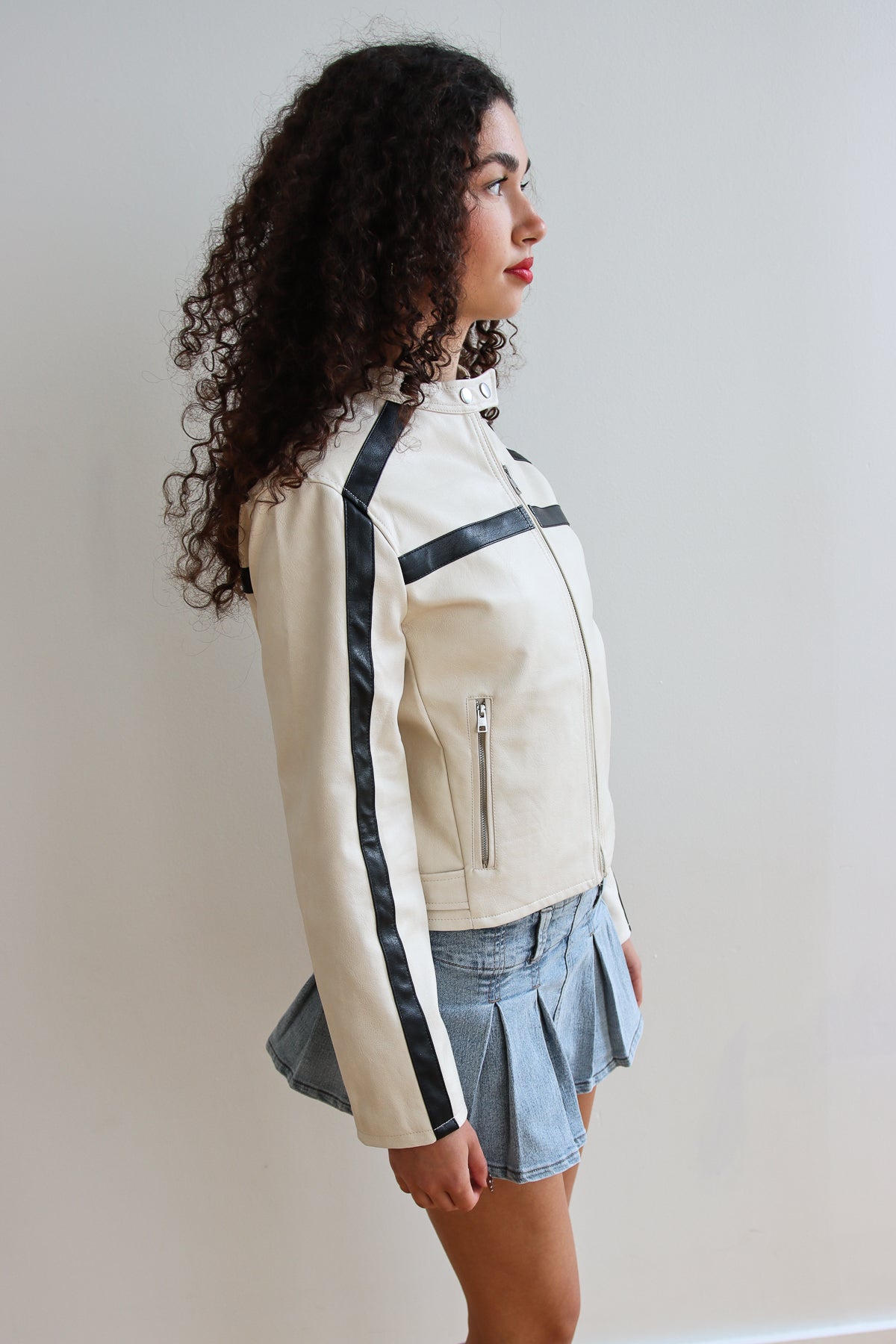 Stripe Moto Jacket