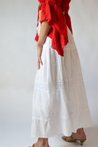White Crochet Trim Maxi Skirt