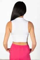 White Mock Neck Crop Tank