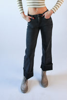 Wide Leg Cuffed Jeans