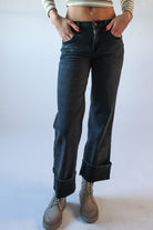 Wide Leg Cuffed Jeans