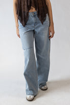 Slashed Wide Leg Jeans