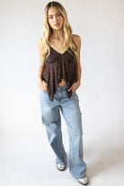 Slashed Wide Leg Jeans