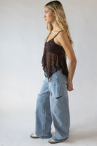 Slashed Wide Leg Jeans