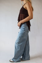 Slashed Wide Leg Jeans