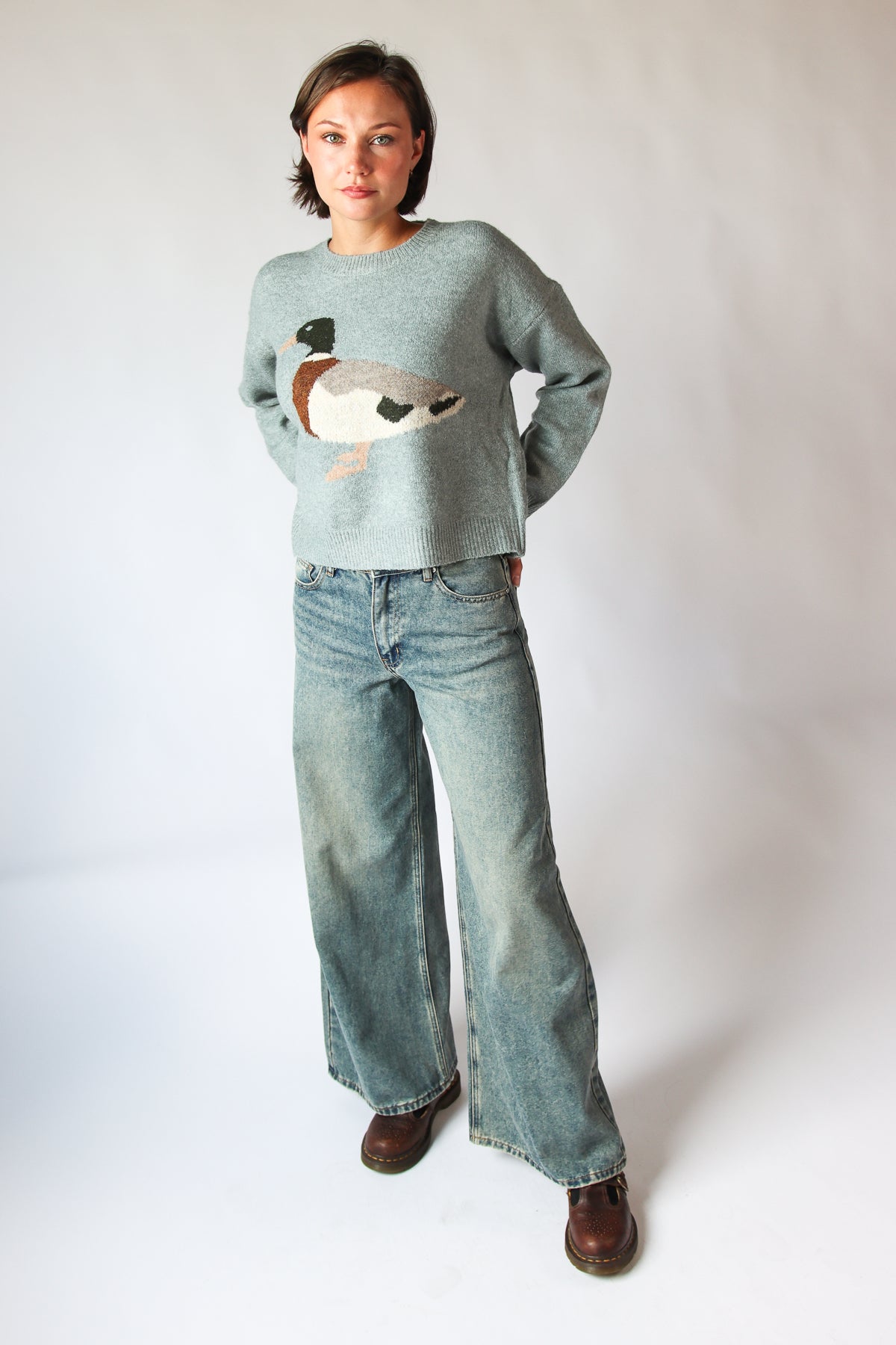Wide Leg Grunge Wash Jeans