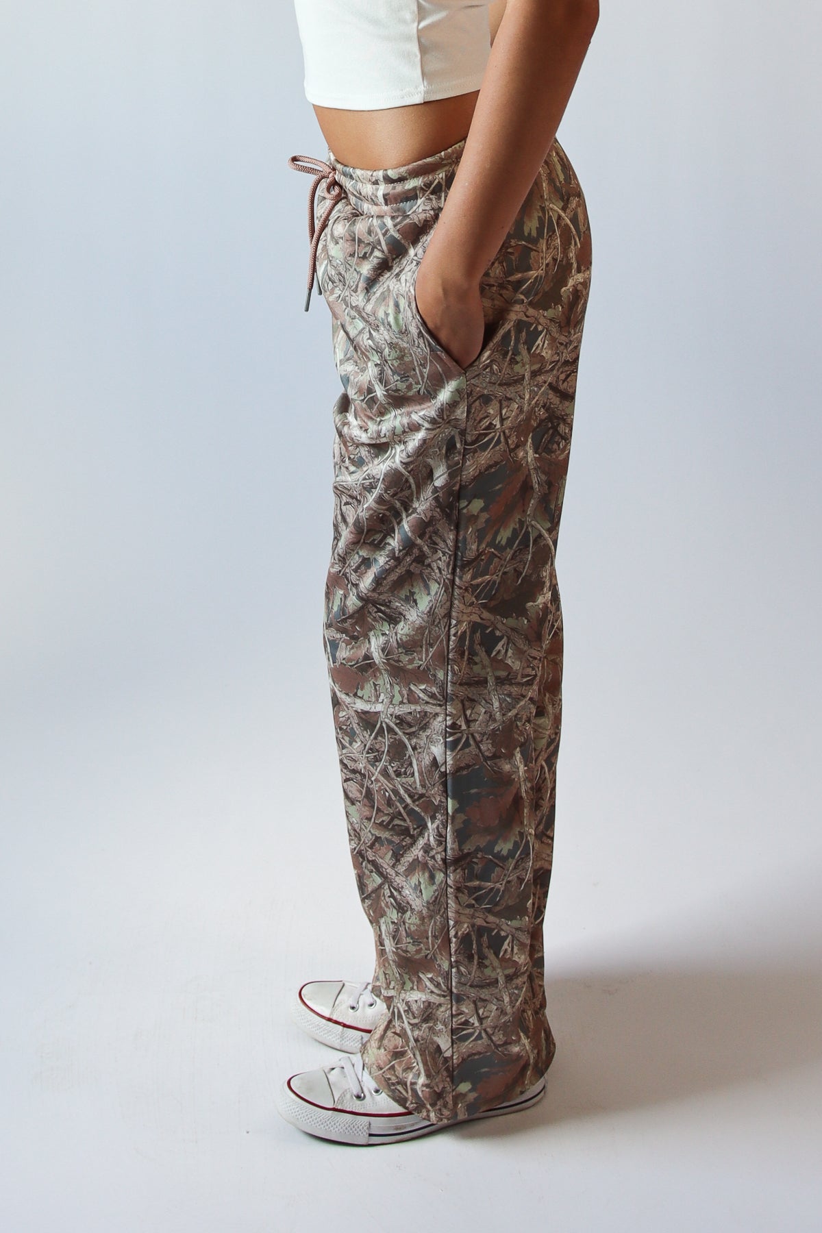 Woodland Camo Fleece Wide Leg Sweatpants