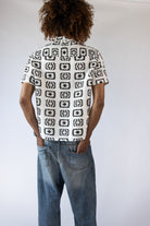 Woven Granny Square Print Button Up Shirt