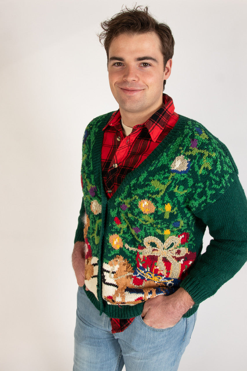 Vintage Bear & Presents Under The Tree Ugly Christmas Sweater 61735