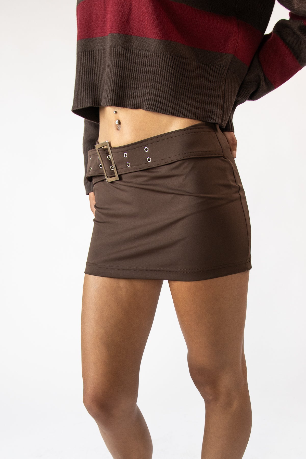 Y2K Asymmetrical Belt Mini Skort