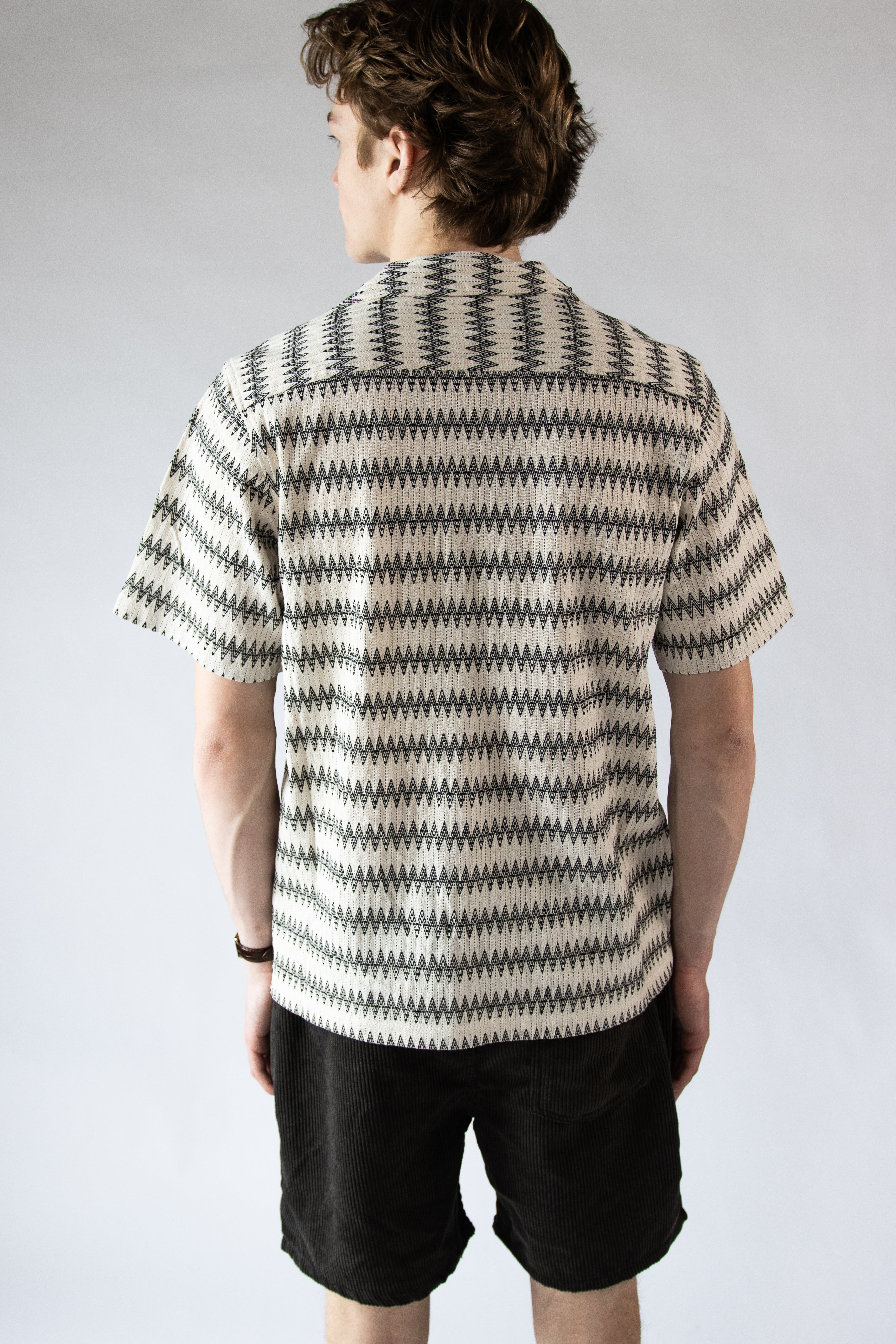 Woven Zig Zag Button Up Shirt