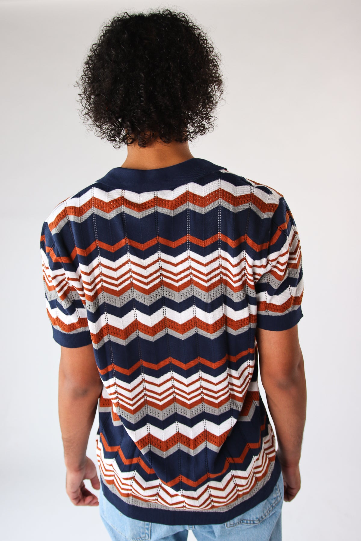 Zigzag Button Up Polo Shirt