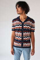 Zigzag Button Up Polo Shirt
