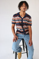 Zigzag Button Up Polo Shirt
