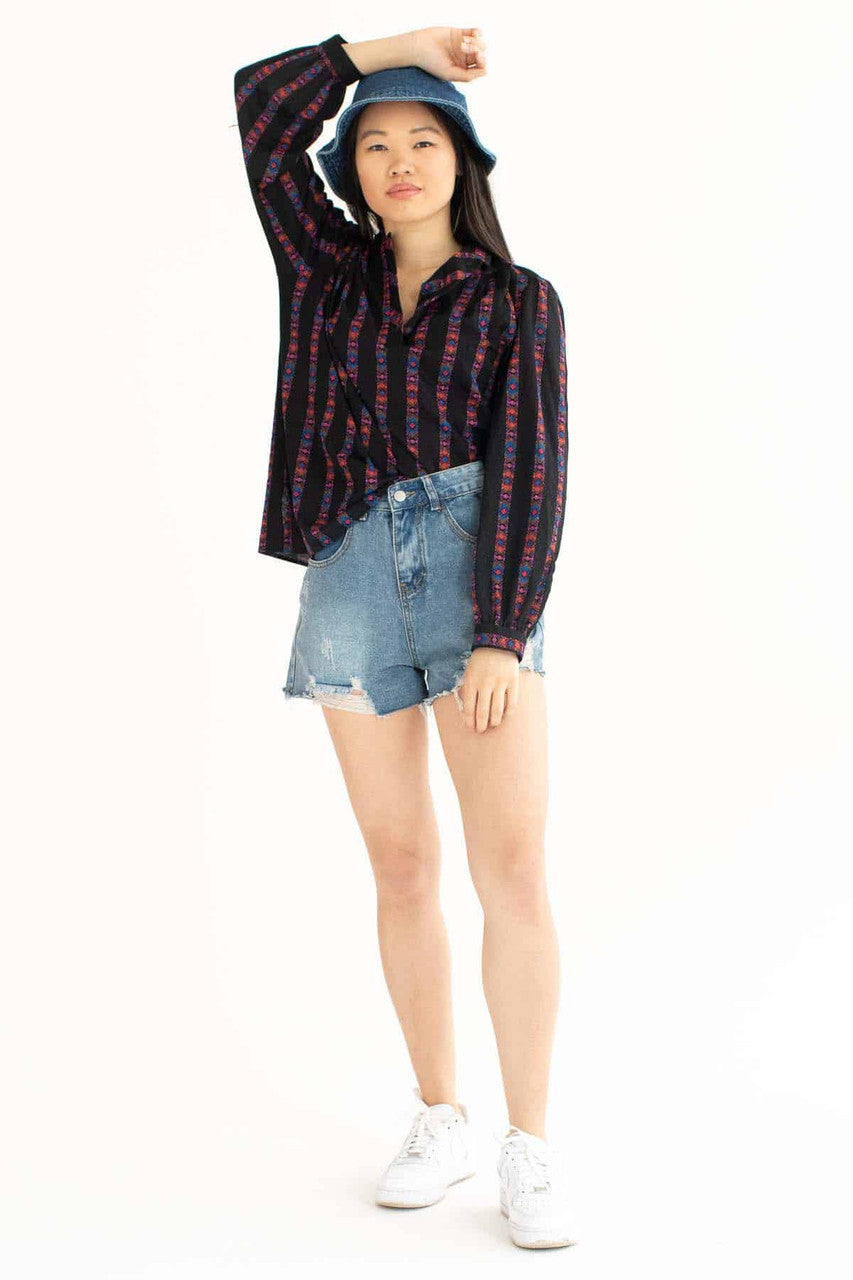 Abstract Striped Blouse