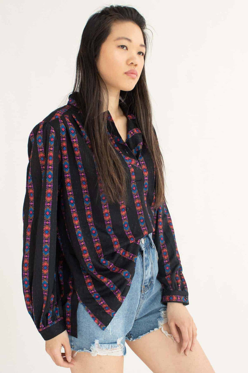 Abstract Striped Blouse