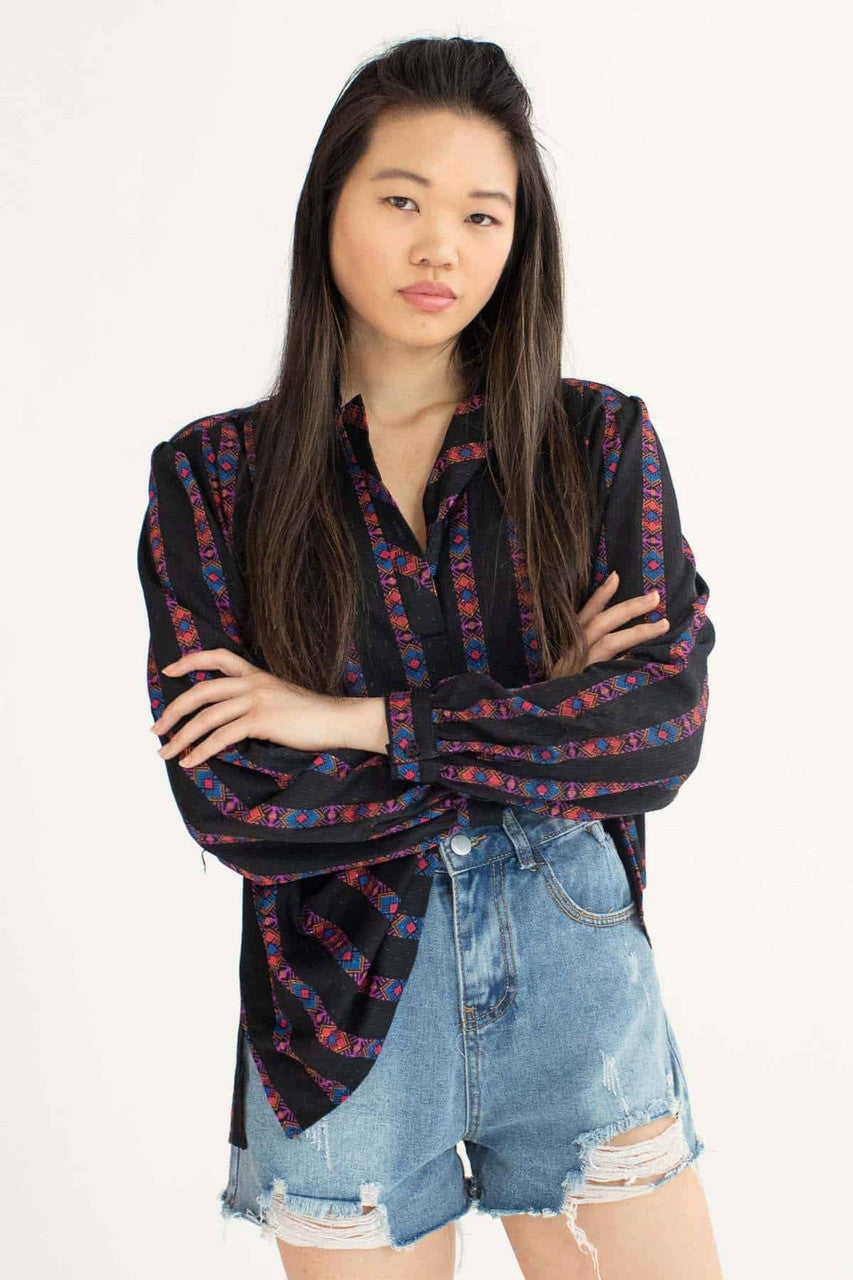 Abstract Striped Blouse