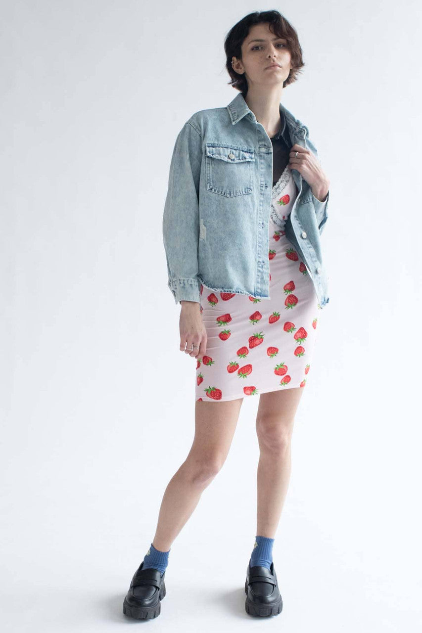 Acid Washed Destroyed Denim Shacket