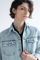 Acid Washed Destroyed Denim Shacket