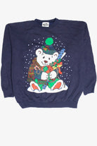 Vintage Blue Polar Bear Holiday Sweatshirt