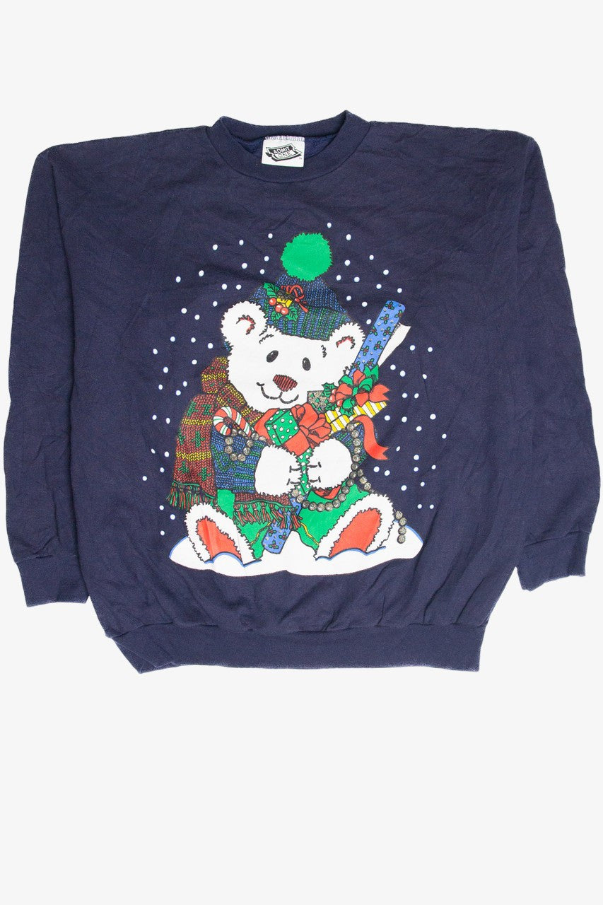 Vintage Blue Polar Bear Holiday Sweatshirt