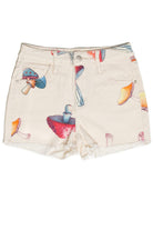 Large Mushroom Print Cut Off Shorts