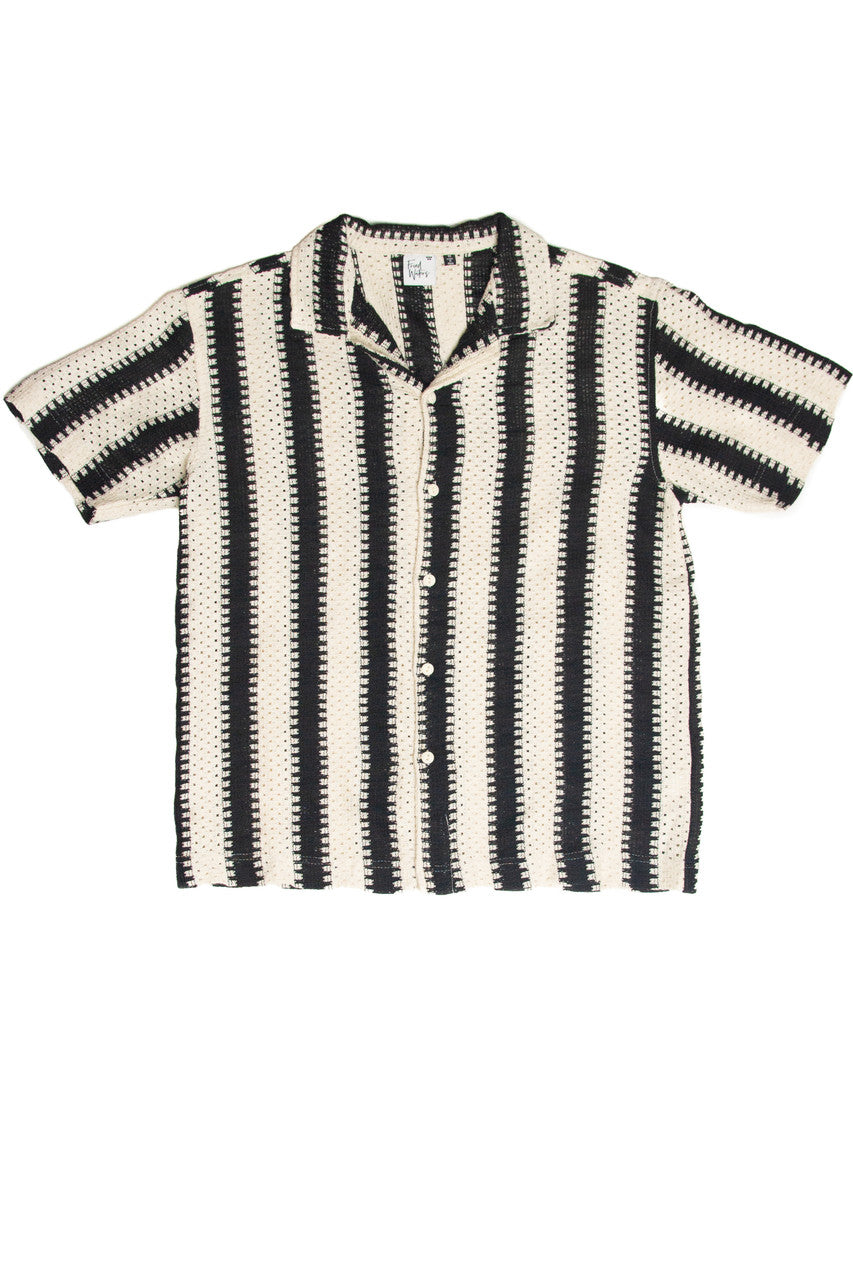 Crochet Striped Woven Shirt