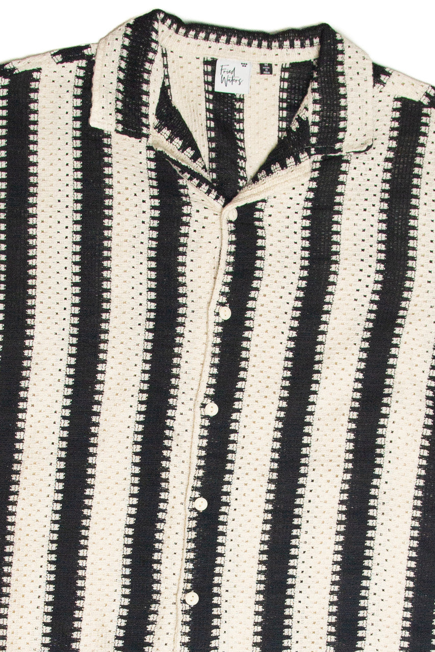 Crochet Striped Woven Shirt