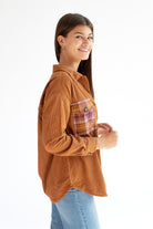 Amber Brown Corduroy Flannel Shirt