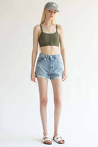 Army Seamless Ribbed Snap Bralette