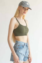 Army Seamless Ribbed Snap Bralette