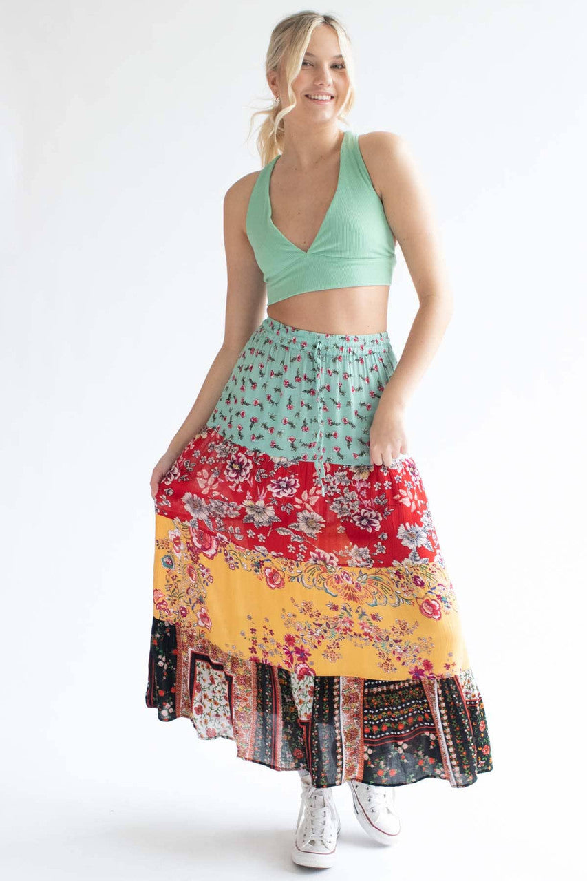 Assorted Tiered Festival Maxi Skirt