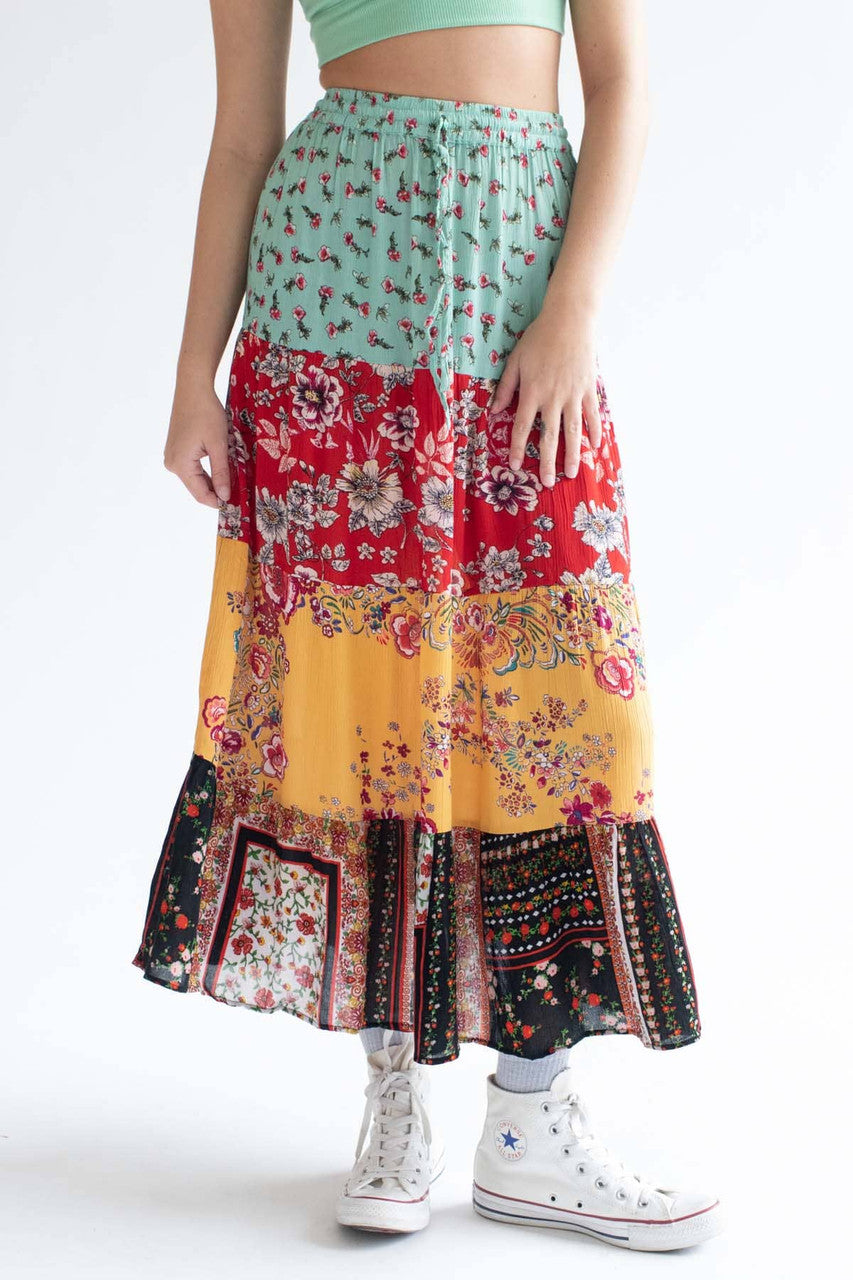 Assorted Tiered Festival Maxi Skirt