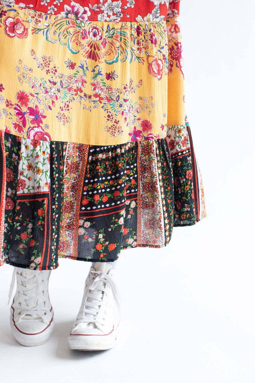 Assorted Tiered Festival Maxi Skirt