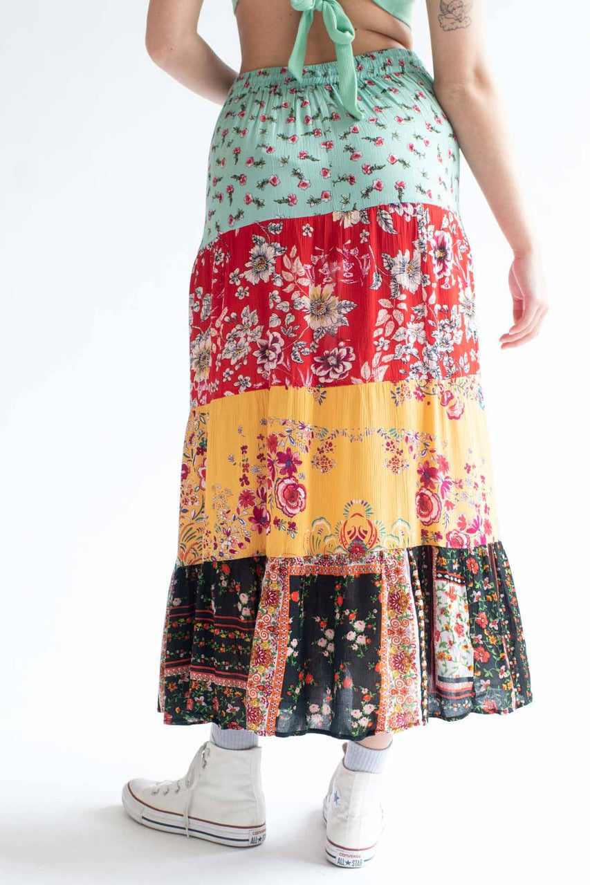 Assorted Tiered Festival Maxi Skirt