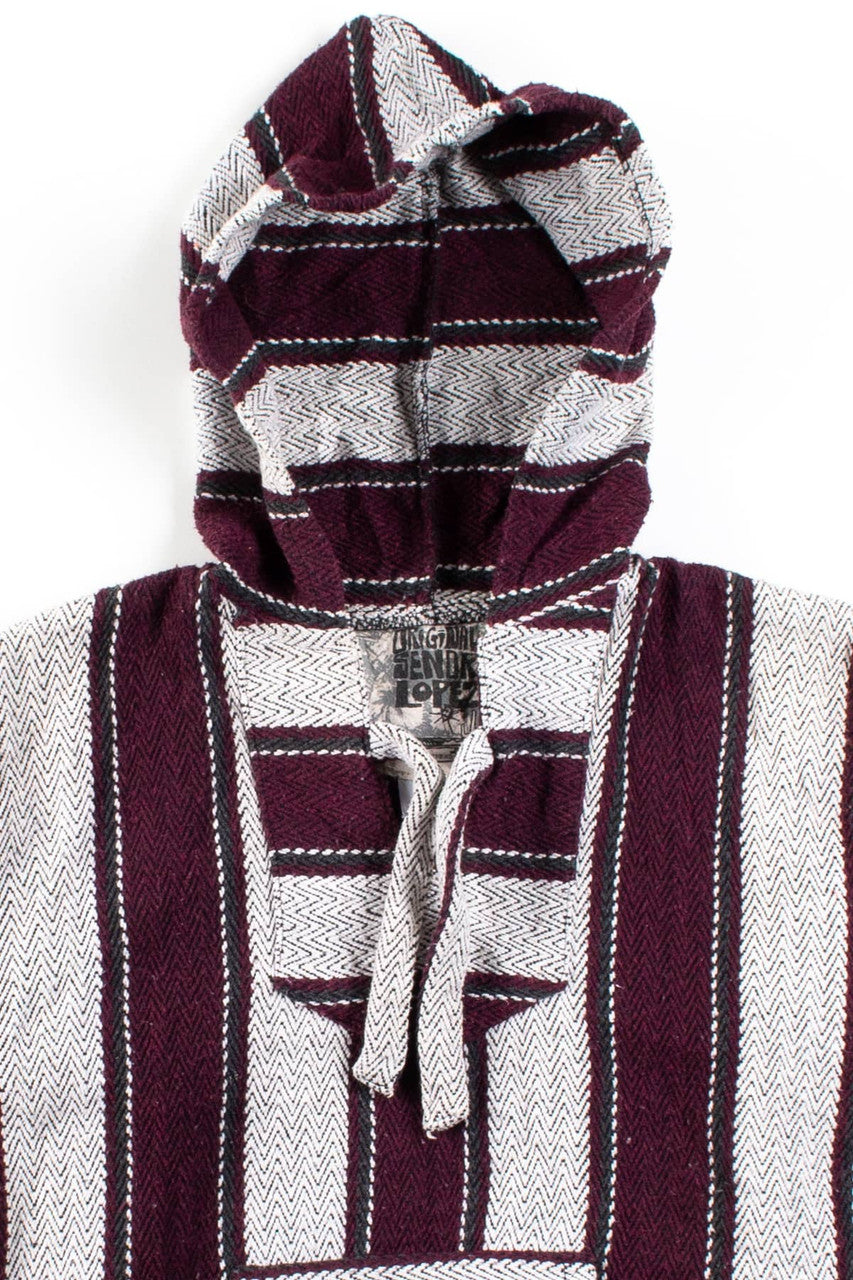 Burgundy Stripe Baja Hoodie